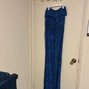 Feathers Blue Strapless Dress